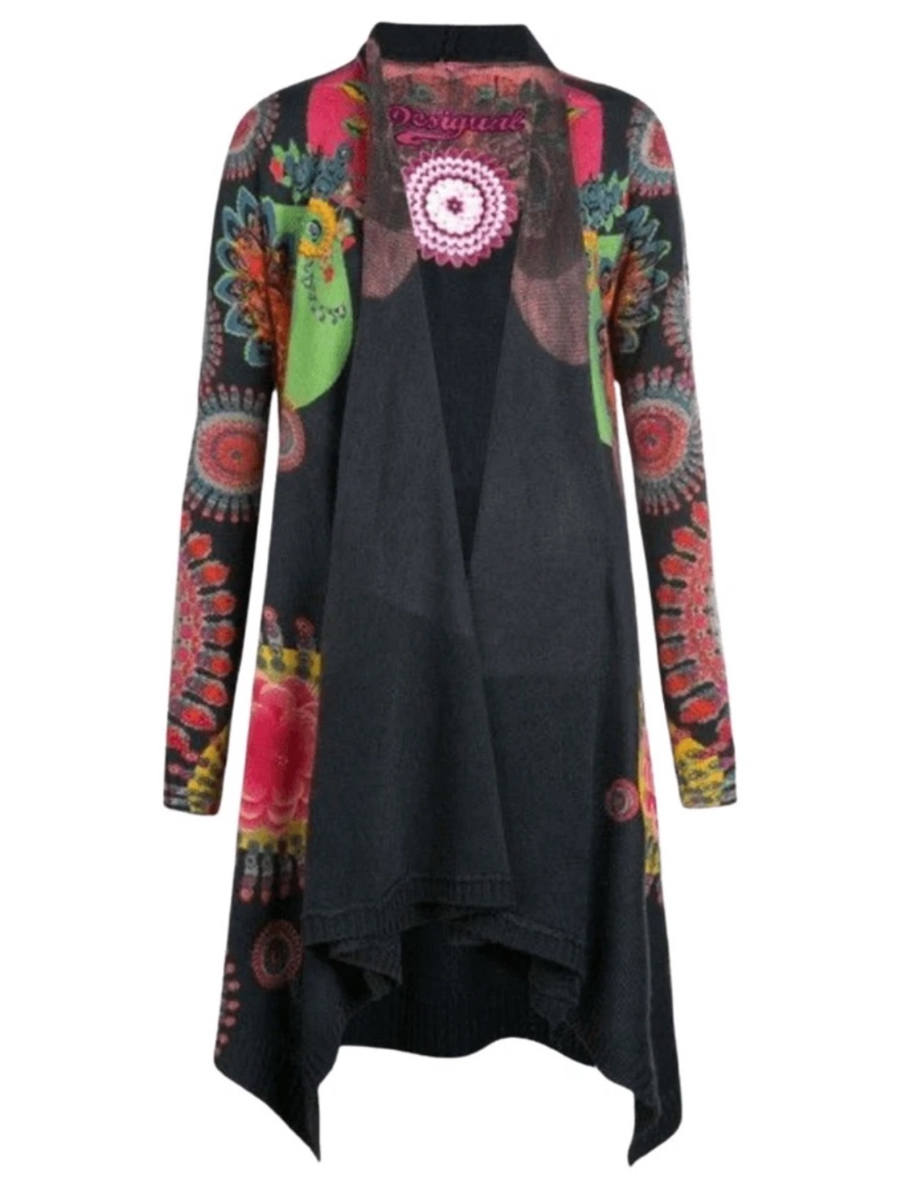 Desigual Navy Open-Front Cardigan with Multicolor Floral Accents - Picture 4 of 9
